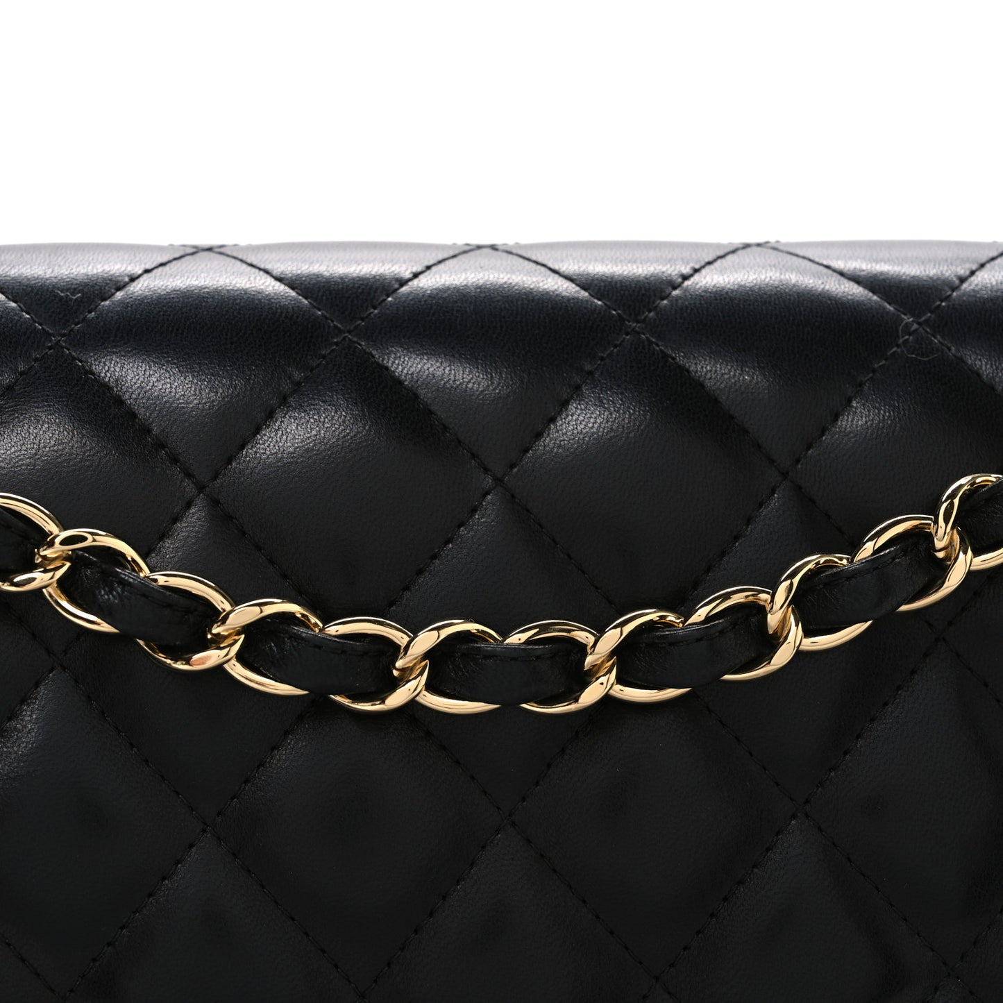 Lambskin Quilted Jumbo Double Flap Black
