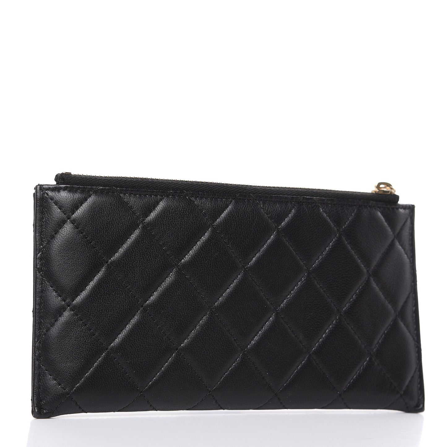 Lambskin Quilted Classic Zip Pouch Black