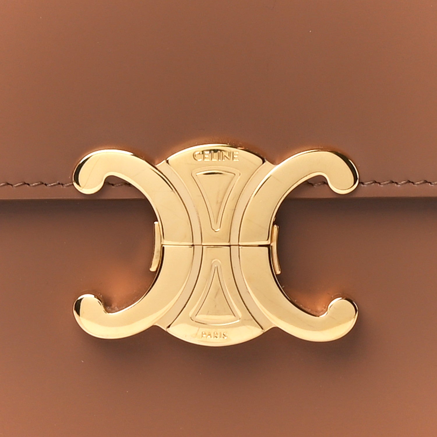 Celine Shiny Calfskin Medium Triomphe Bronze 10 of 12