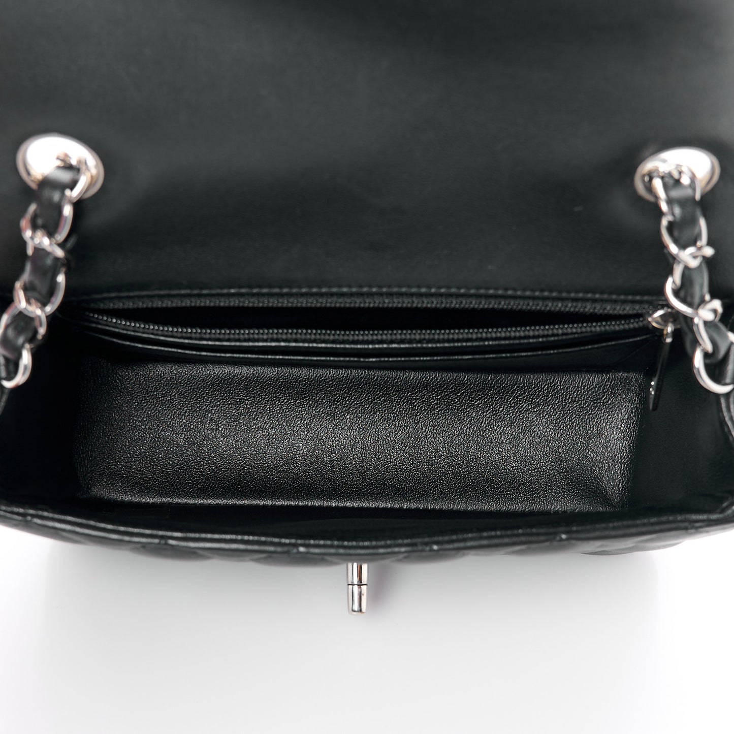Lambskin Quilted Mini Rectangular Flap Black