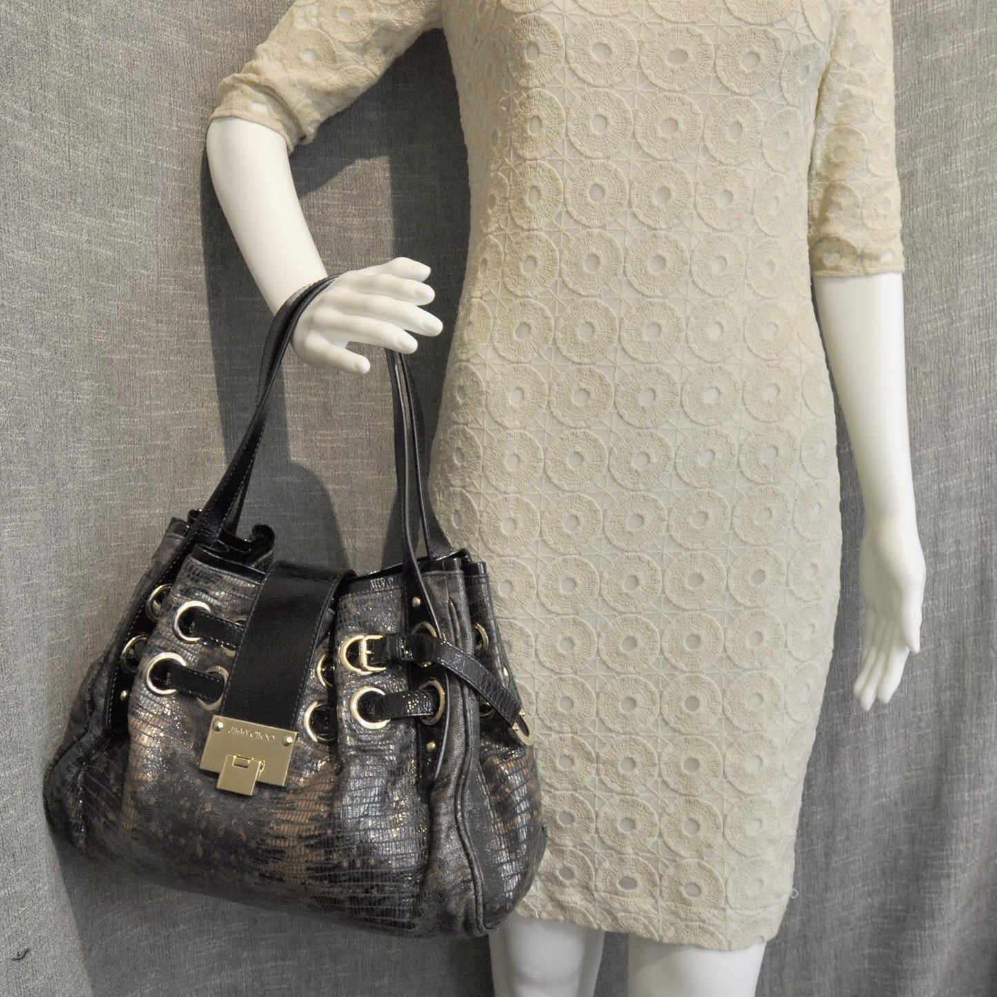 Lizard Embossed Leather Riki Bag