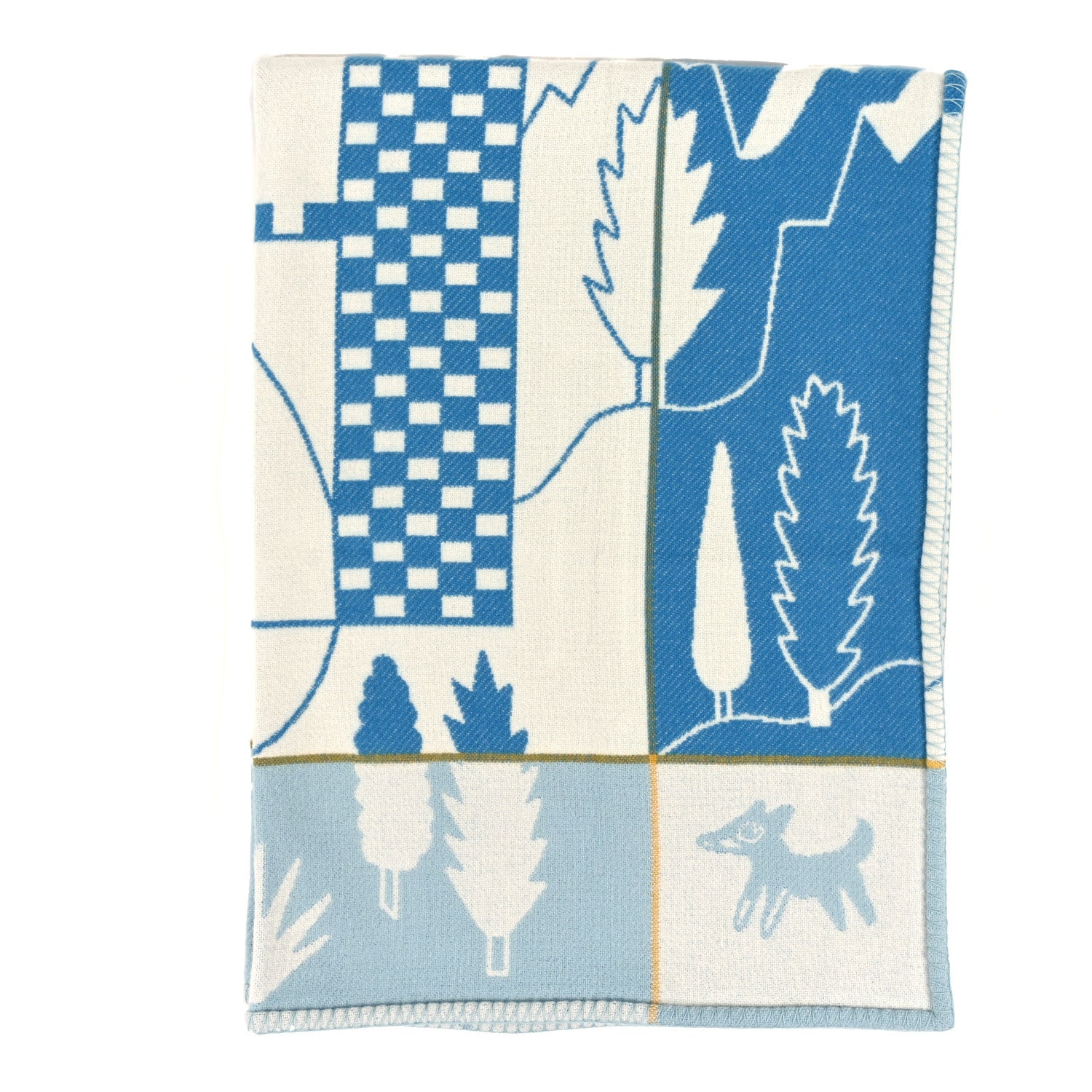 Hermes Wool Cashmere Avalon Epopee Blanket Bleu Paon Celadon 1 of 3