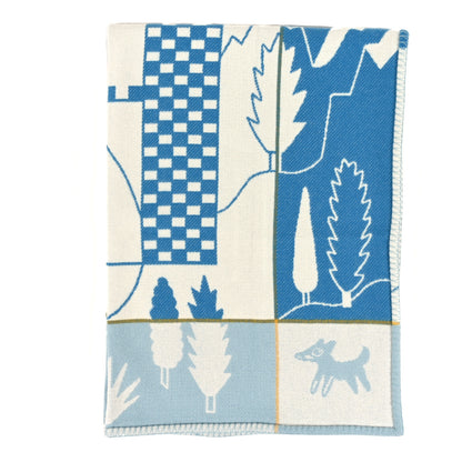 Hermes Wool Cashmere Avalon Epopee Blanket Bleu Paon Celadon 1 of 3