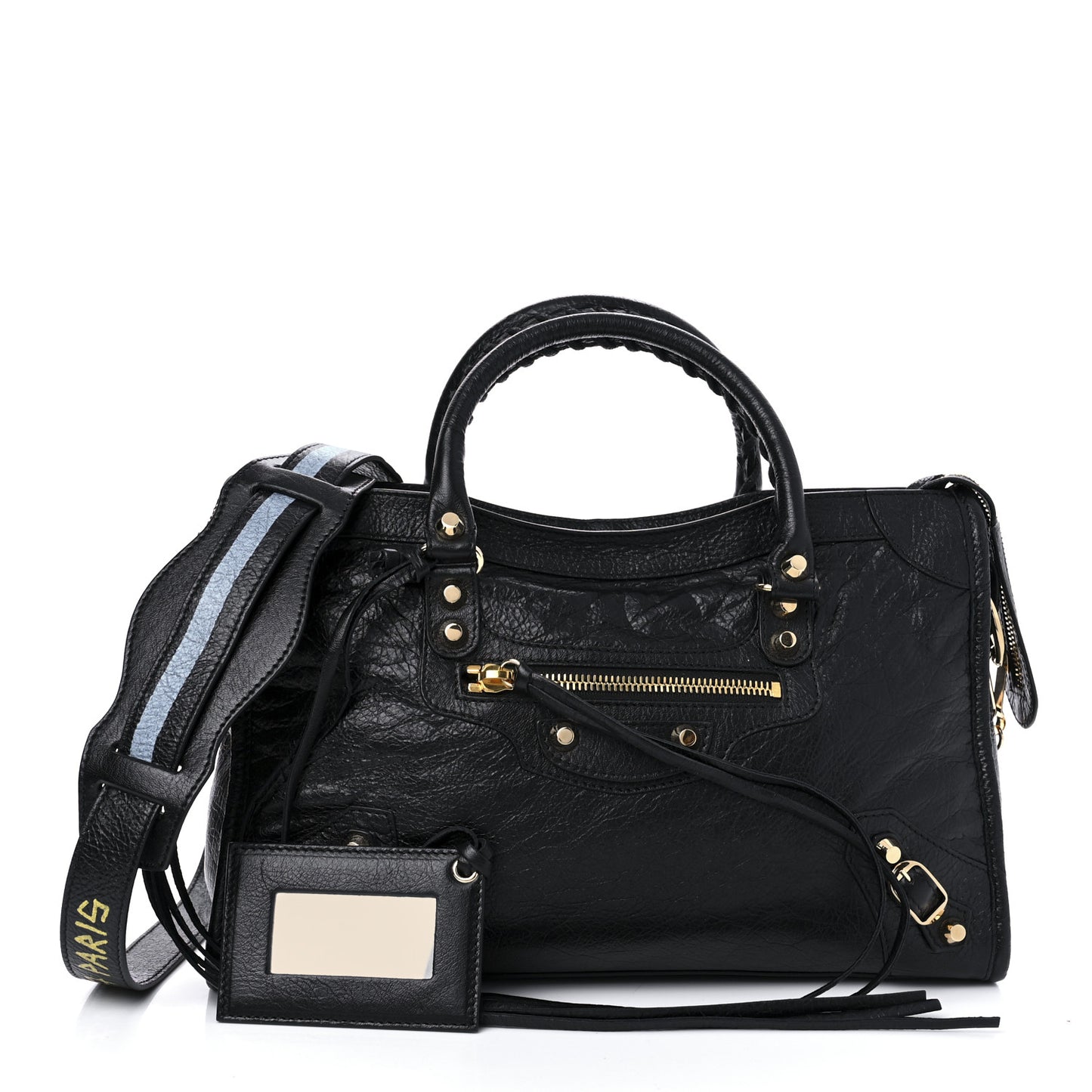 Agneau Classic Gold Hardware S City Graffiti Strap Black