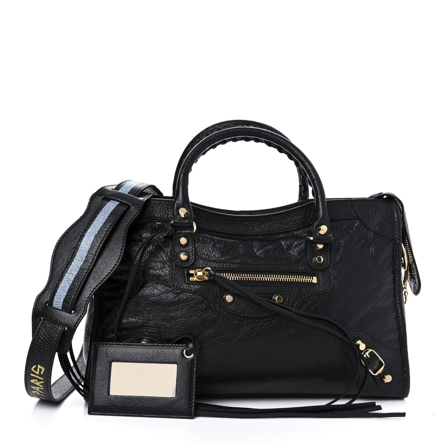 Balenciaga Agneau Classic Gold Hardware S City Graffiti Strap Black 1 of 8