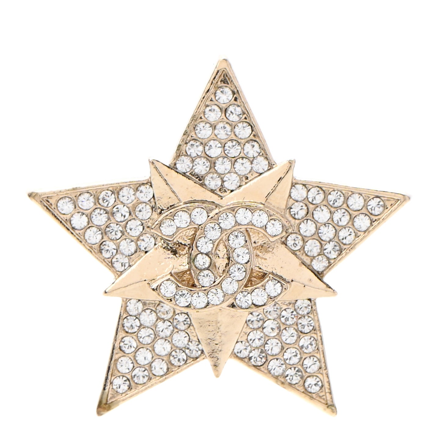 Crystal CC Star Brooch Gold