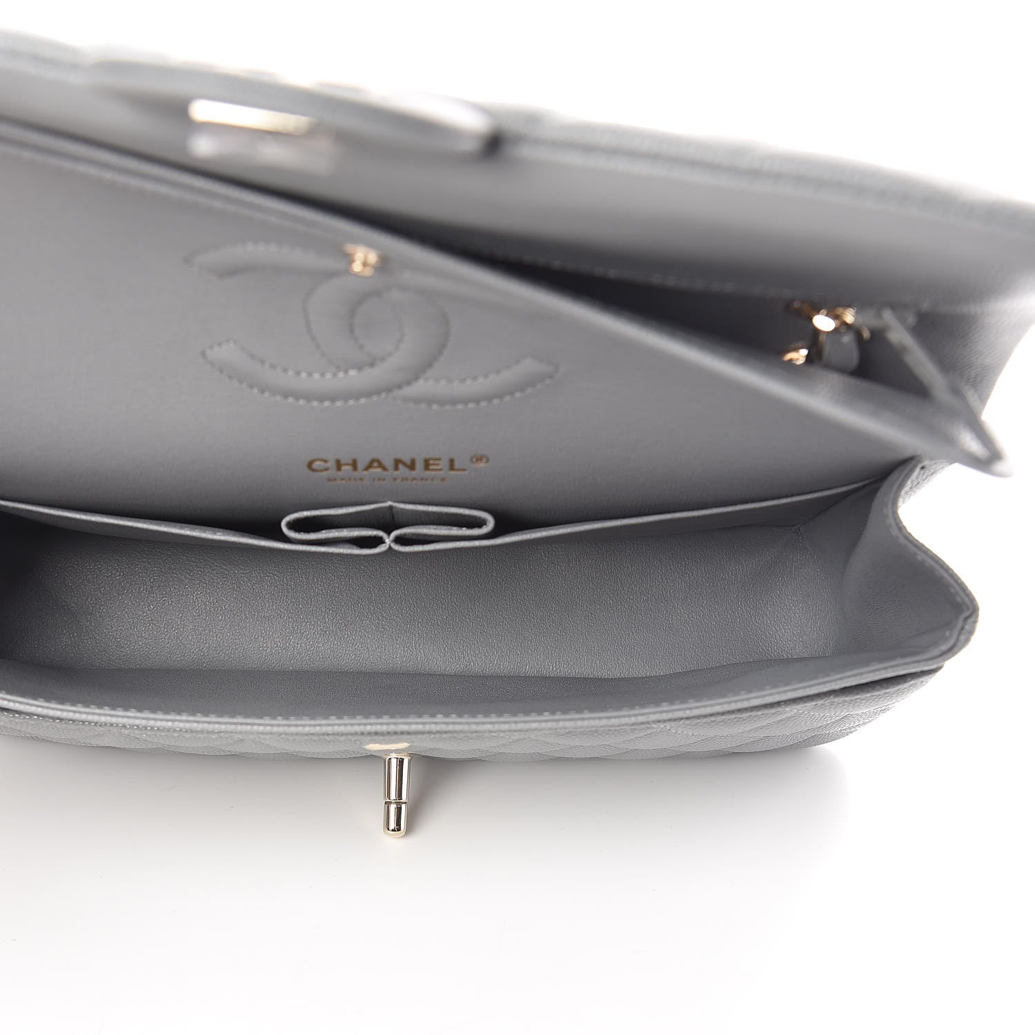 Chanel Caviar Quilted Medium Double Flap Grey 5 of 10