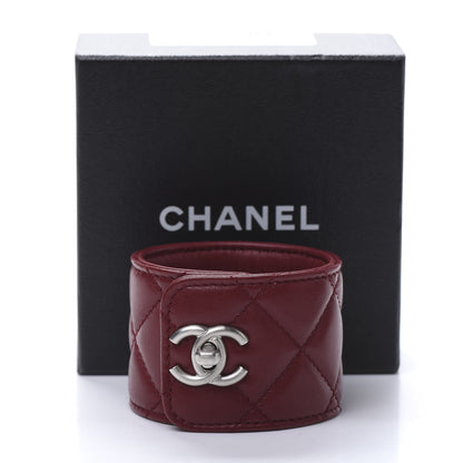 Chanel Quilted Lambskin CC Turnlock Cuff Bracelet Red 6 of 6