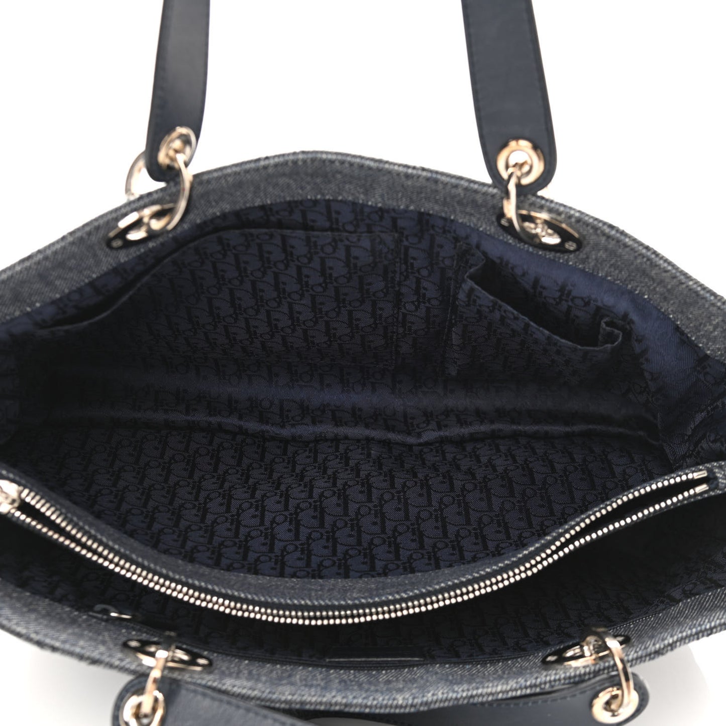 Denim Cannage Lady Dior Shopper Tote Blue
