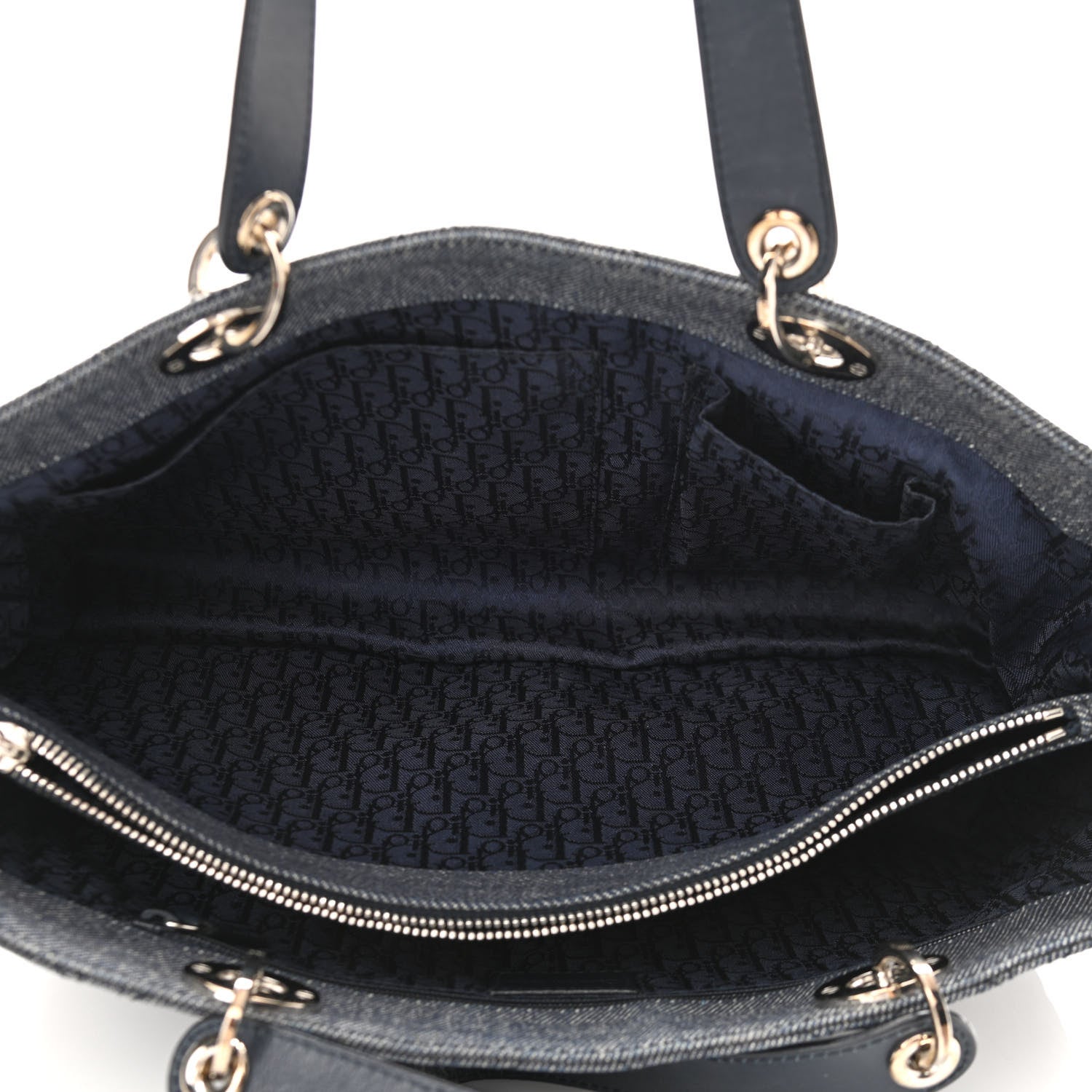 Christian Dior Denim Cannage Lady Dior Shopper Tote Blue 5 of 14