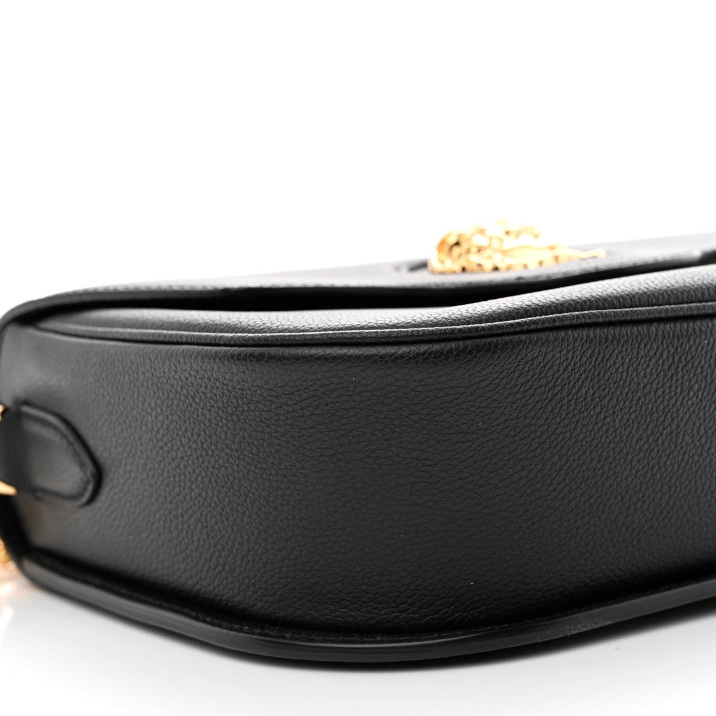 Grained Calfskin La Medusa Chain Clutch Bag Black