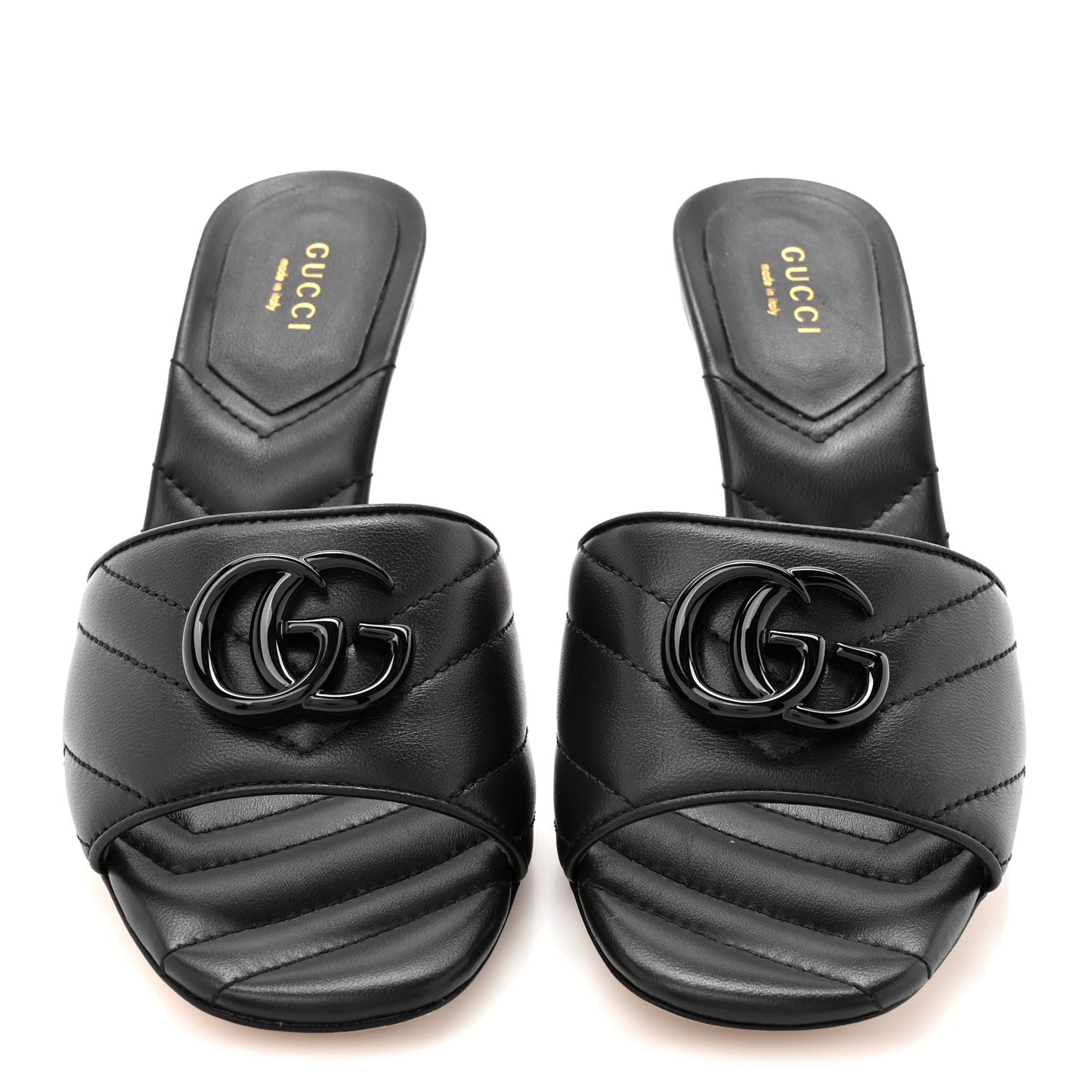 Nappa Matelasse Monochrome GG Marmont 75mm Slide Sandals 36.5 Black