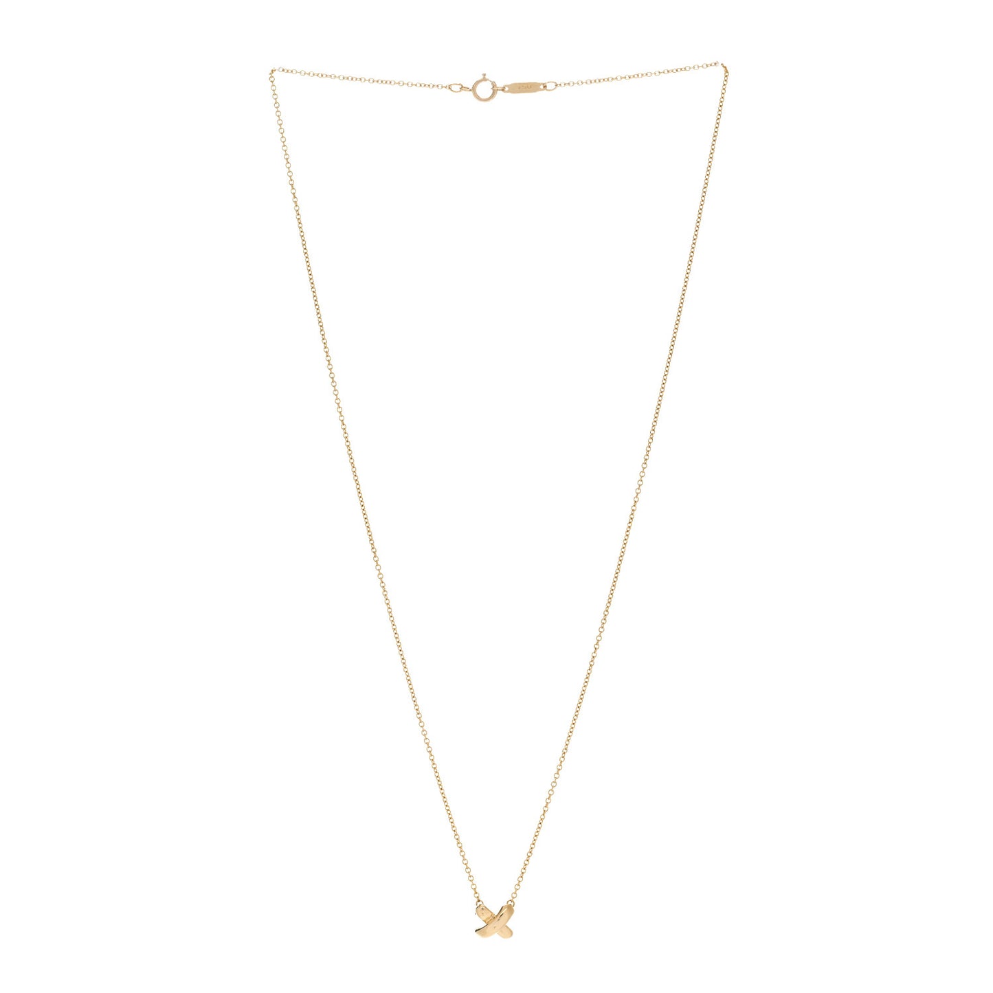 18K Yellow Gold Cross Stitch Pendant Necklace