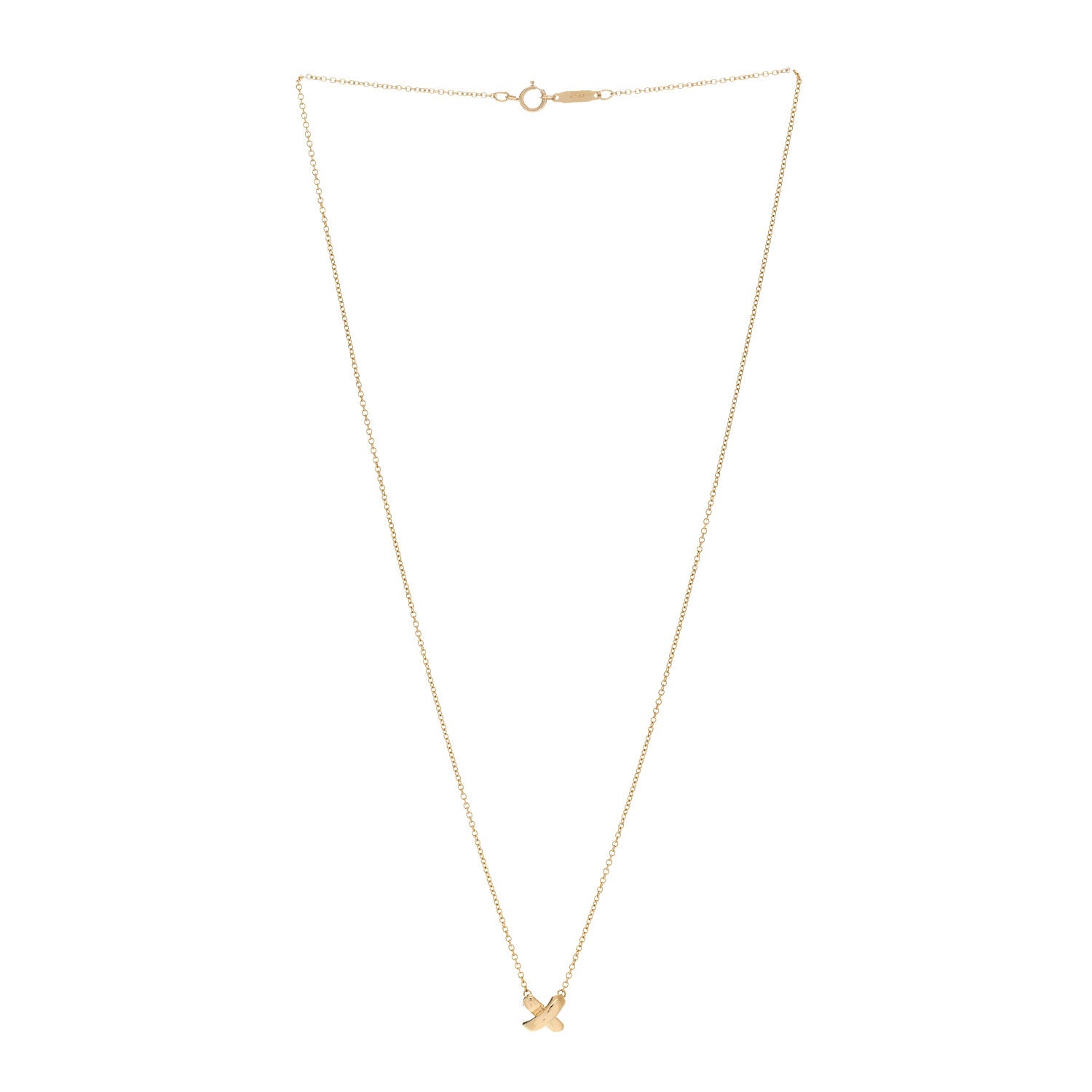 Tiffany 18K Yellow Gold Cross Stitch Pendant Necklace 2 of 5