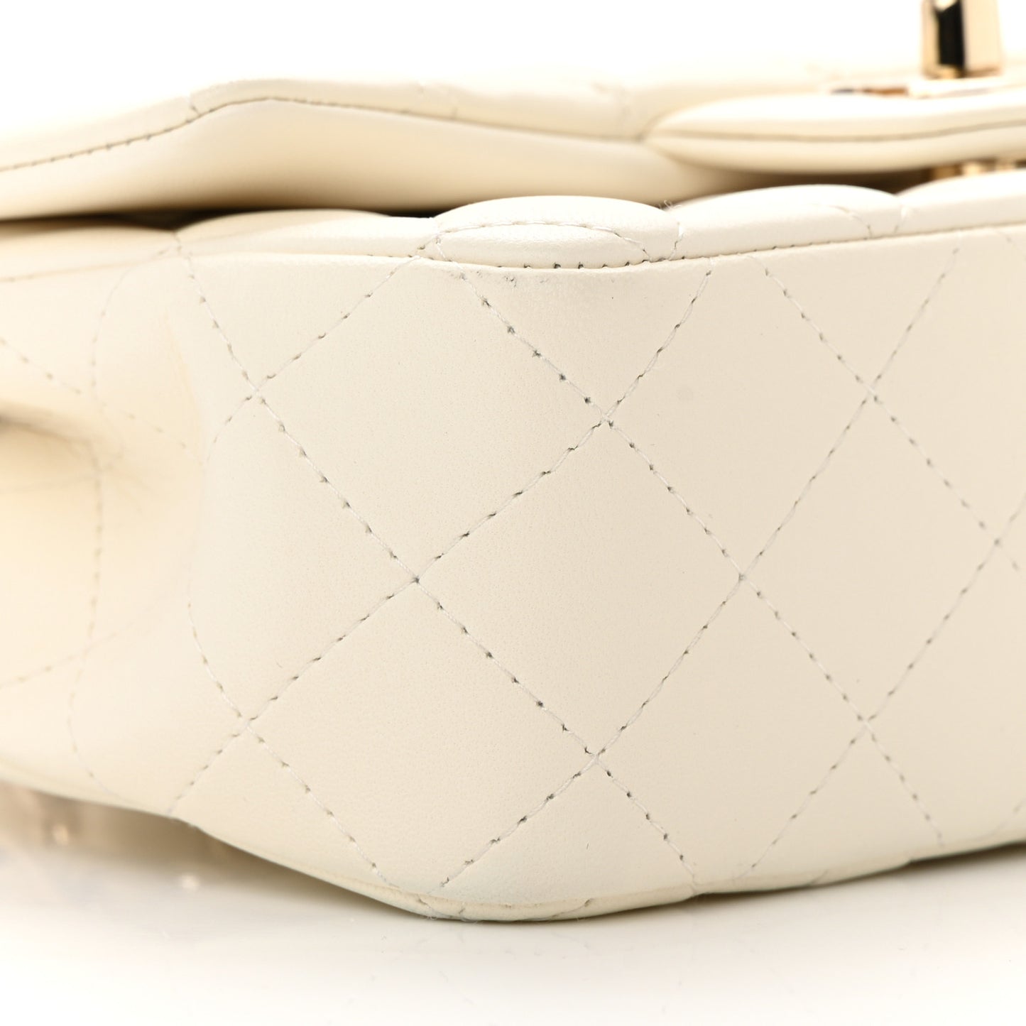 Lambskin Quilted Mini Rectangular Flap White