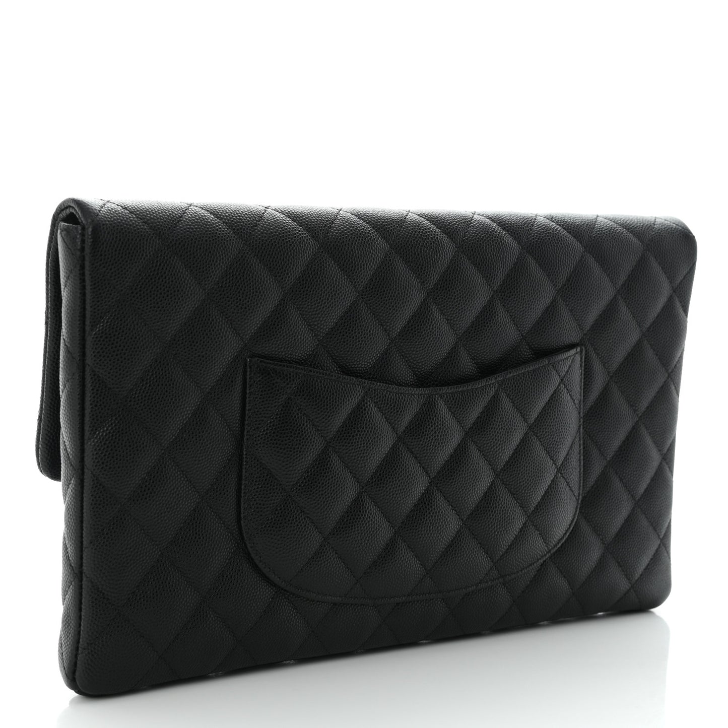 Caviar Quilted Flap Clutch Black