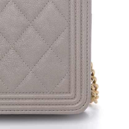Chanel Caviar Quilted Boy Wallet On Chain WOC Grey 9 of 13