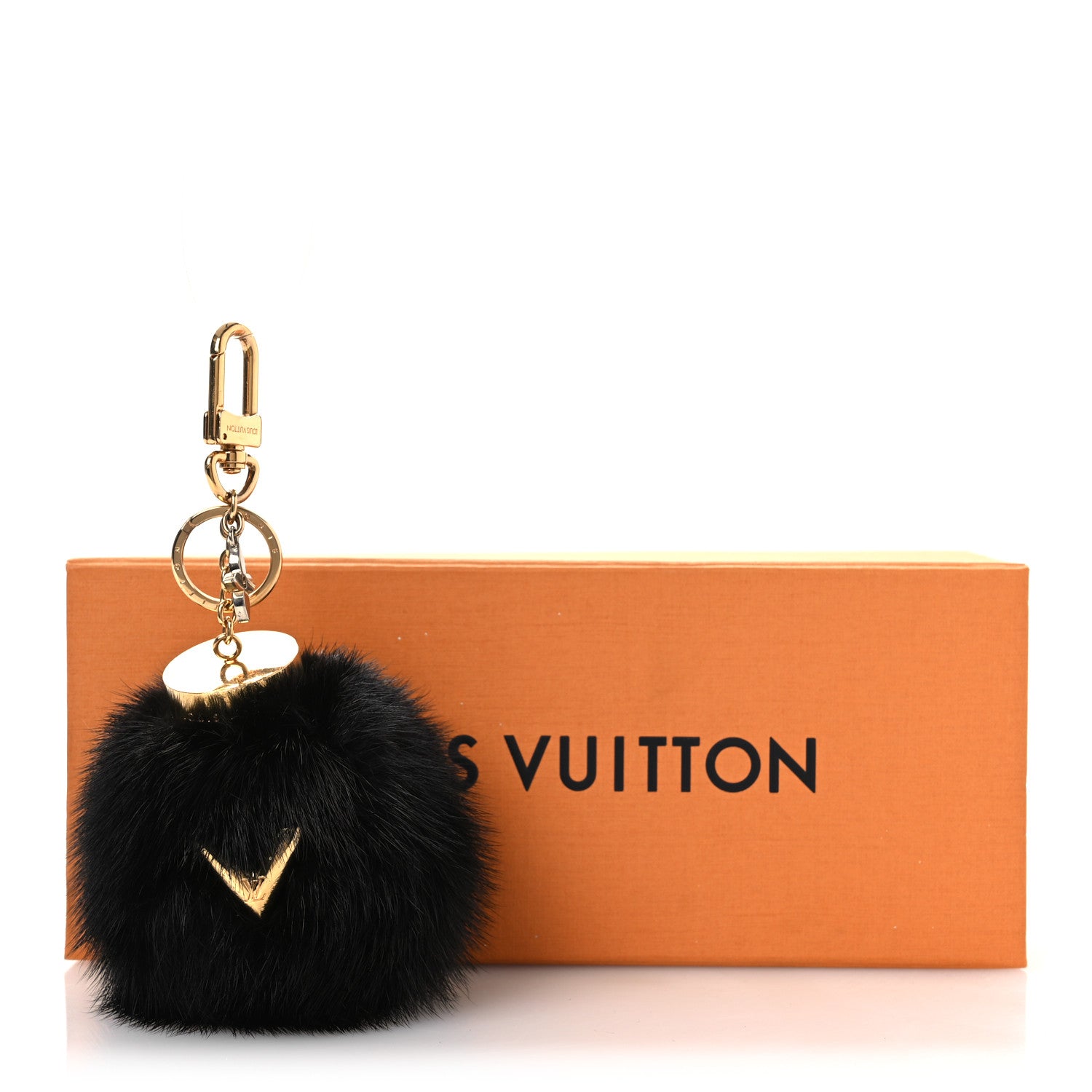 Louis Vuitton Mink Fur Bubble V Bag Charm Key Holder Black 5 of 5