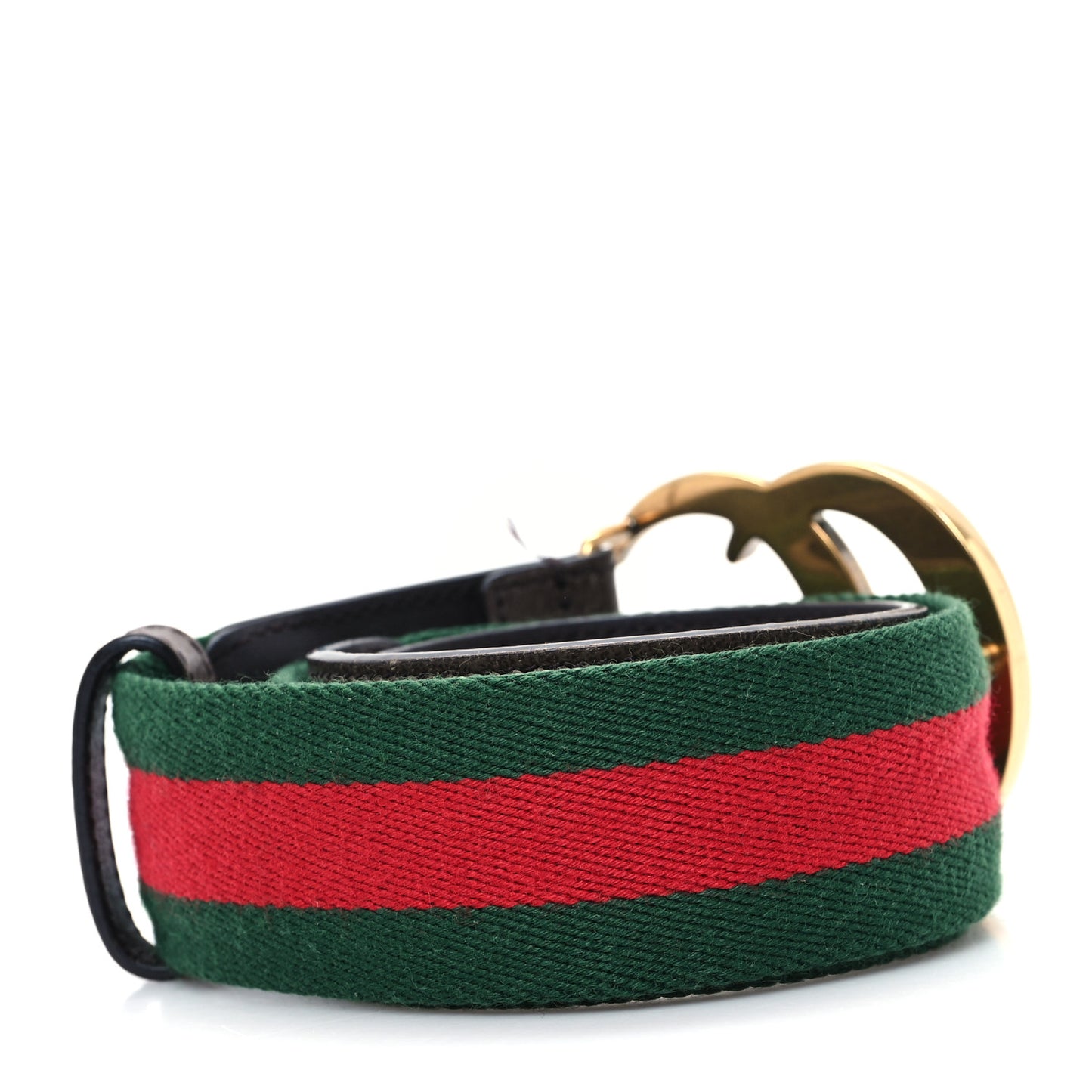 Nylon Textured Dollar Calfskin Double G Web 40mm Belt 80 32 Green Red Dark Cocoa
