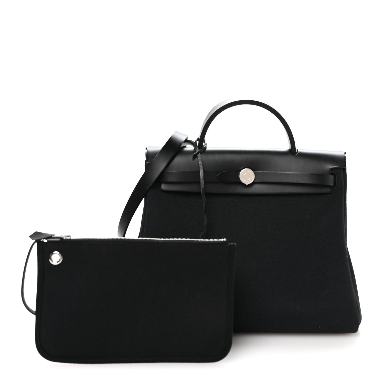 Hermes Military Toile Vache Hunter Herbag Zip Retourne 31 PM Black 3 of 11