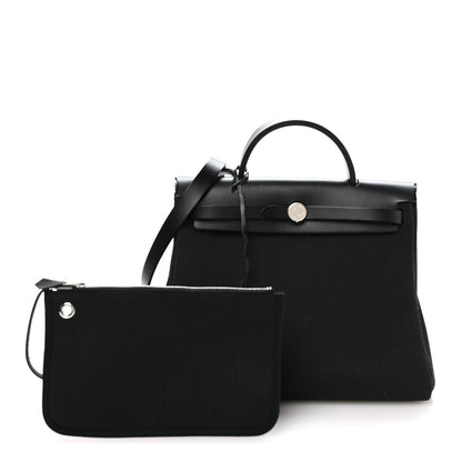 Hermes Military Toile Vache Hunter Herbag Zip Retourne 31 PM Black 3 of 11