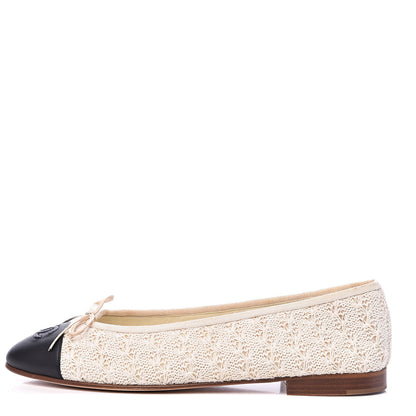 Chanel Crochet Cap Toe Ballerina Flats 41 Light Beige 1 of 10
