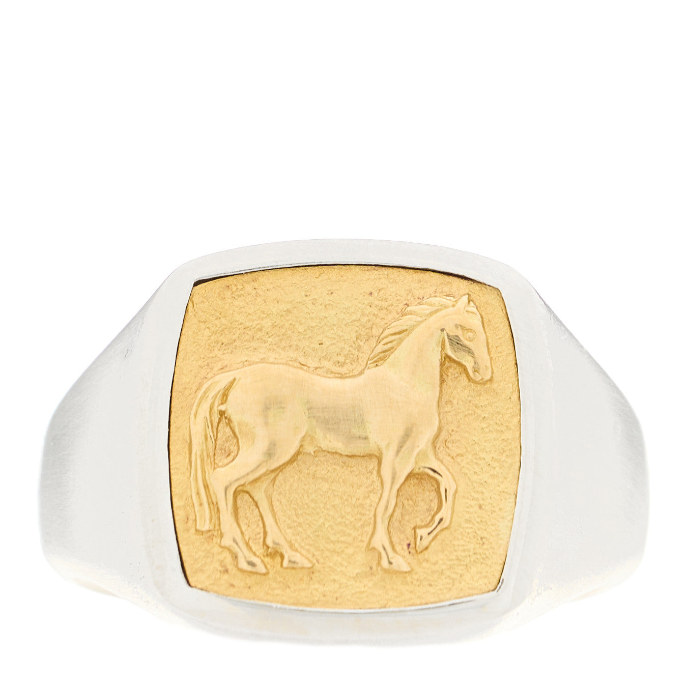 David Yurman Sterling Silver 18K Yellow Gold Petrvs Horse Signet Ring 58 8.5 1 of 5