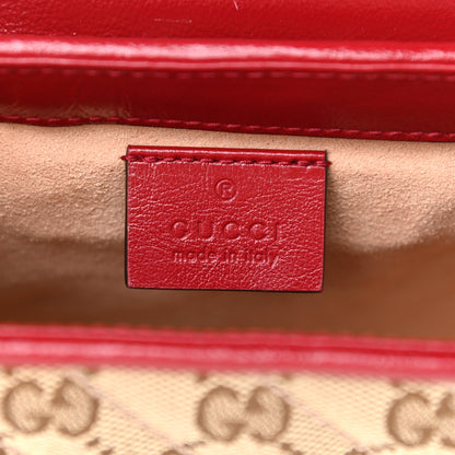 Gucci Monogram Glazed Calfskin Matelasse Diagonal Mini GG Marmont Top Handle Shoulder Bag Beige Ebony New Cherry Red 7 of 12