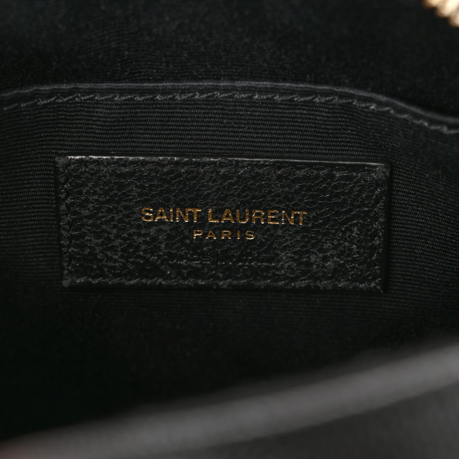 Saint Laurent Grain De Poudre Matelasse Chevron Quilted Round Vinyle Camera Bag Black 6 of 11