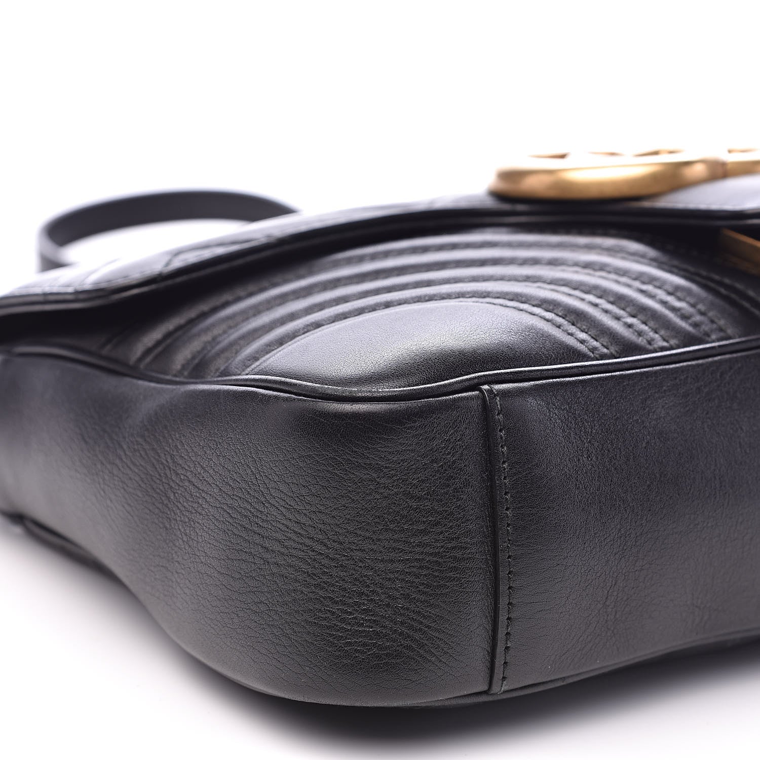 Gucci Calfskin Matelasse Medium GG Marmont Shoulder Bag Black 8 of 16