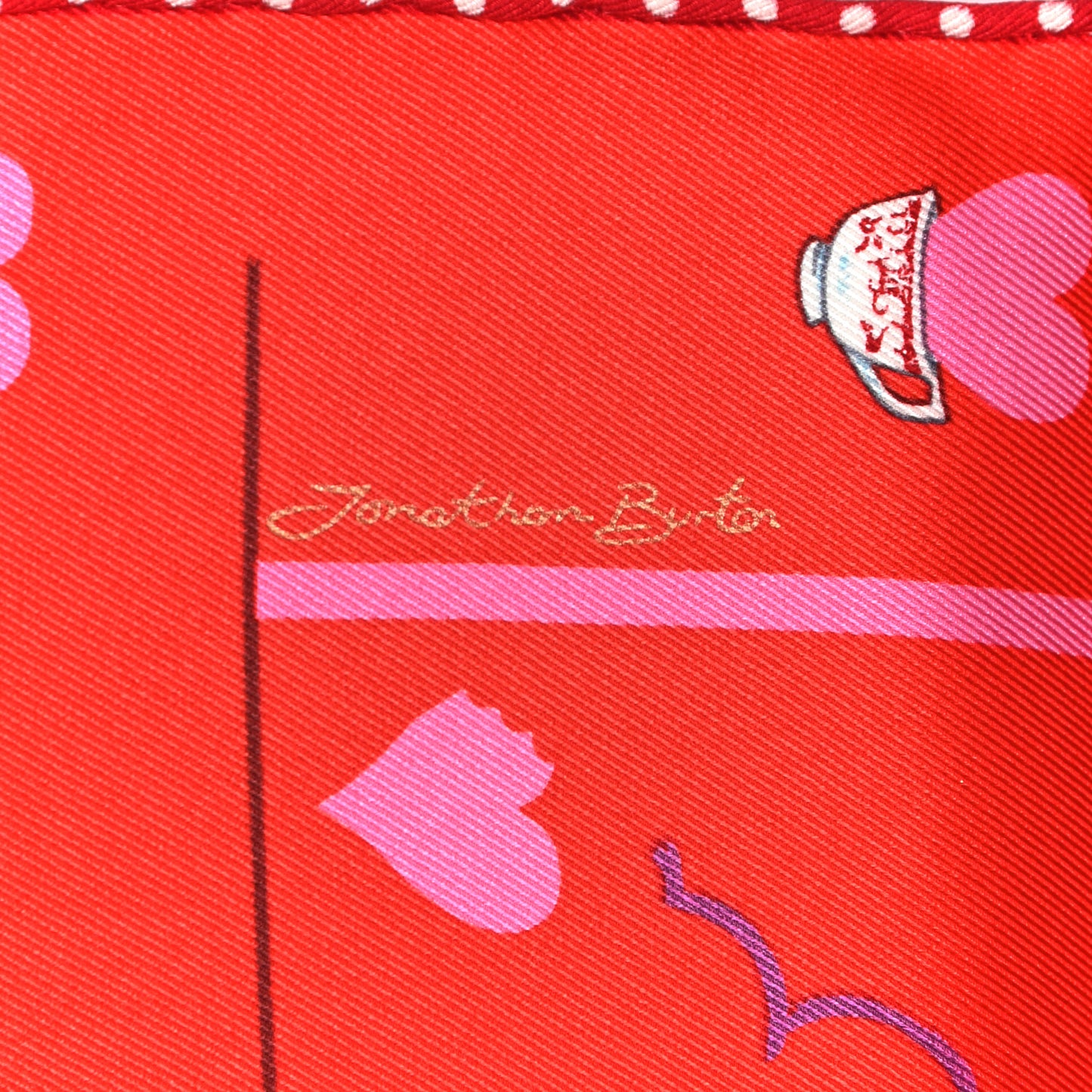 Silk Tea Time Scarf 70 Rouge Rose White