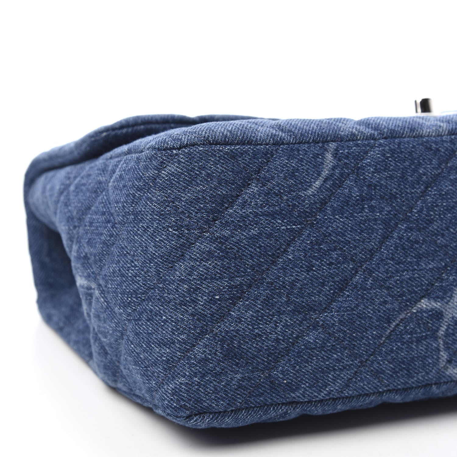 Chanel Denim Quilted CC Print Jumbo Single Flap Blue 6 of 11