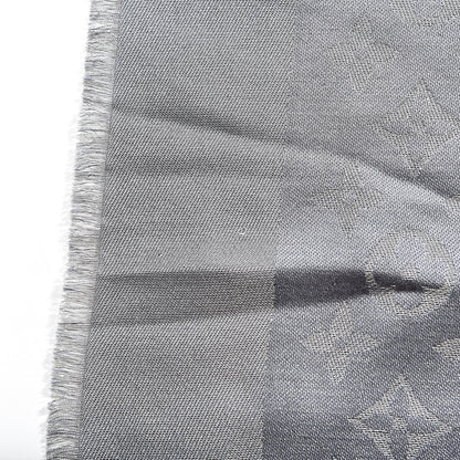 Louis Vuitton Silk Lurex Wool Monogram Shine Shawl Charcoal Grey 4 of 6