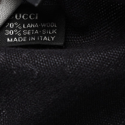 Gucci Wool Silk Monogram Diamante Fringe Scarf Black 5 of 6