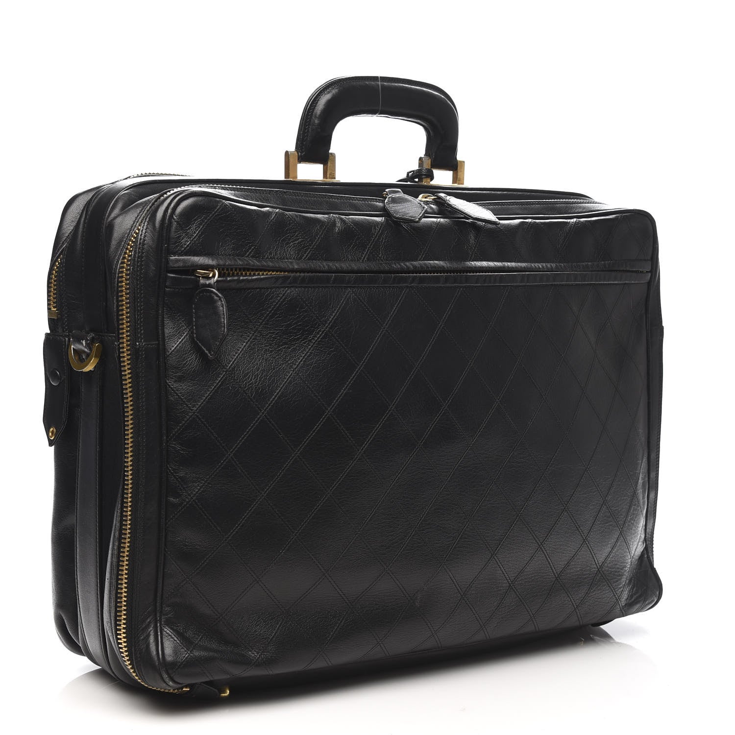 Chanel Lambskin Stitched Suitcase Travel Bag Black 3 of 16