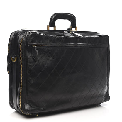 Chanel Lambskin Stitched Suitcase Travel Bag Black 3 of 16