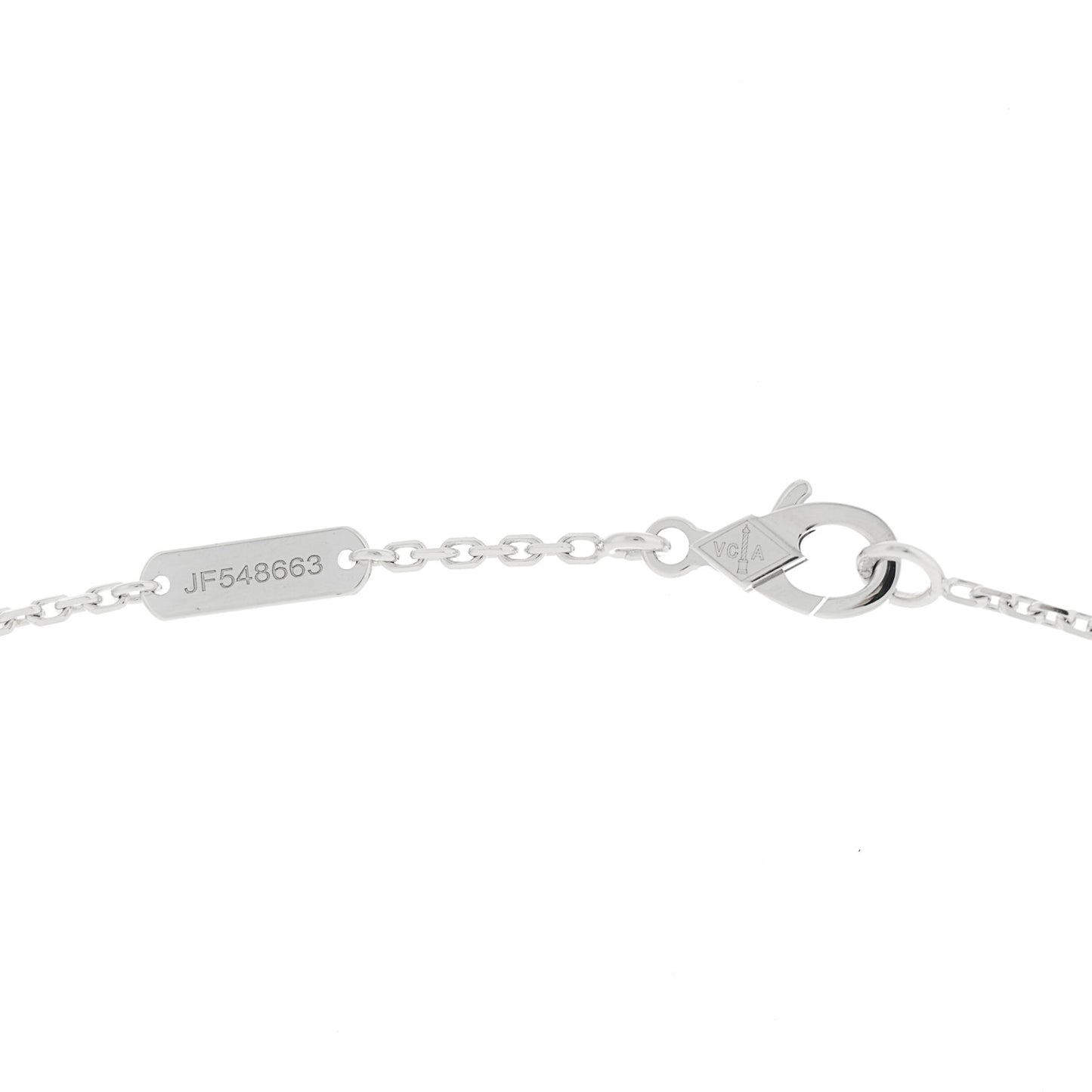 18K White Rose Gold Diamond Guilloche Vintage Alhambra Pendant Necklace