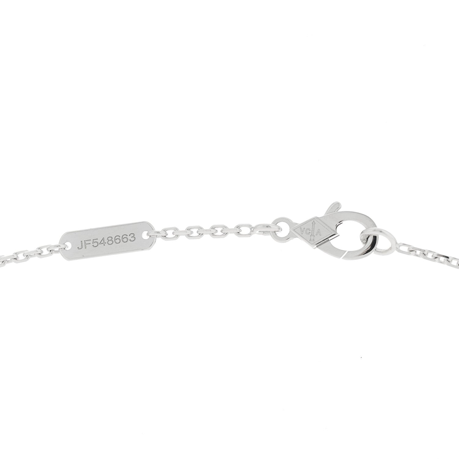 Van Cleef & Arpels 18K White Rose Gold Diamond Guilloche Vintage Alhambra Pendant Necklace 4 of 6