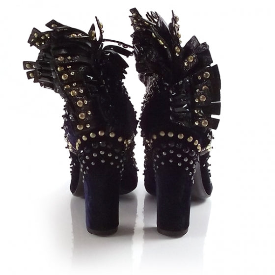 Velvet Studded Mohawk Pumps
