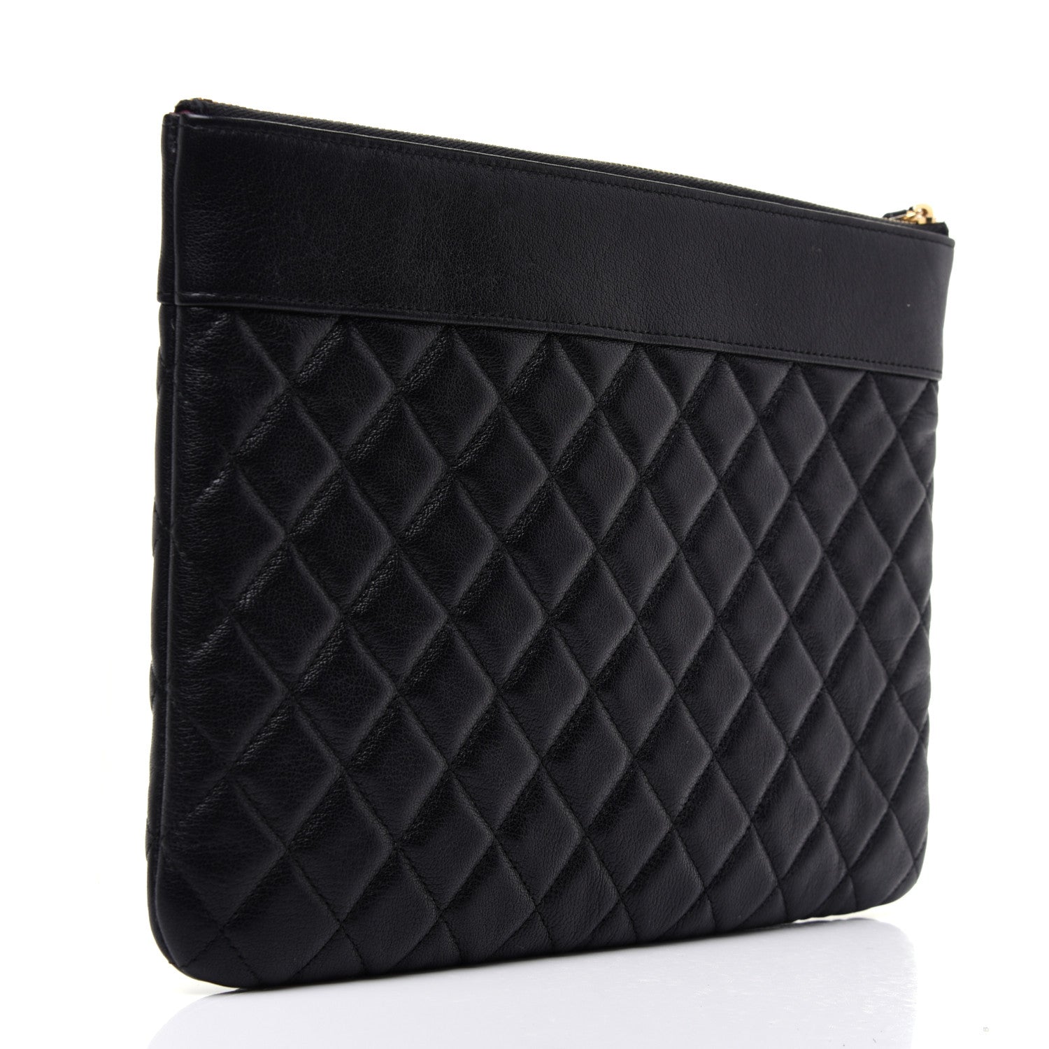 Chanel Sheepskin Quilted Medium Vintage Mademoiselle Cosmetic Case Black 3 of 10