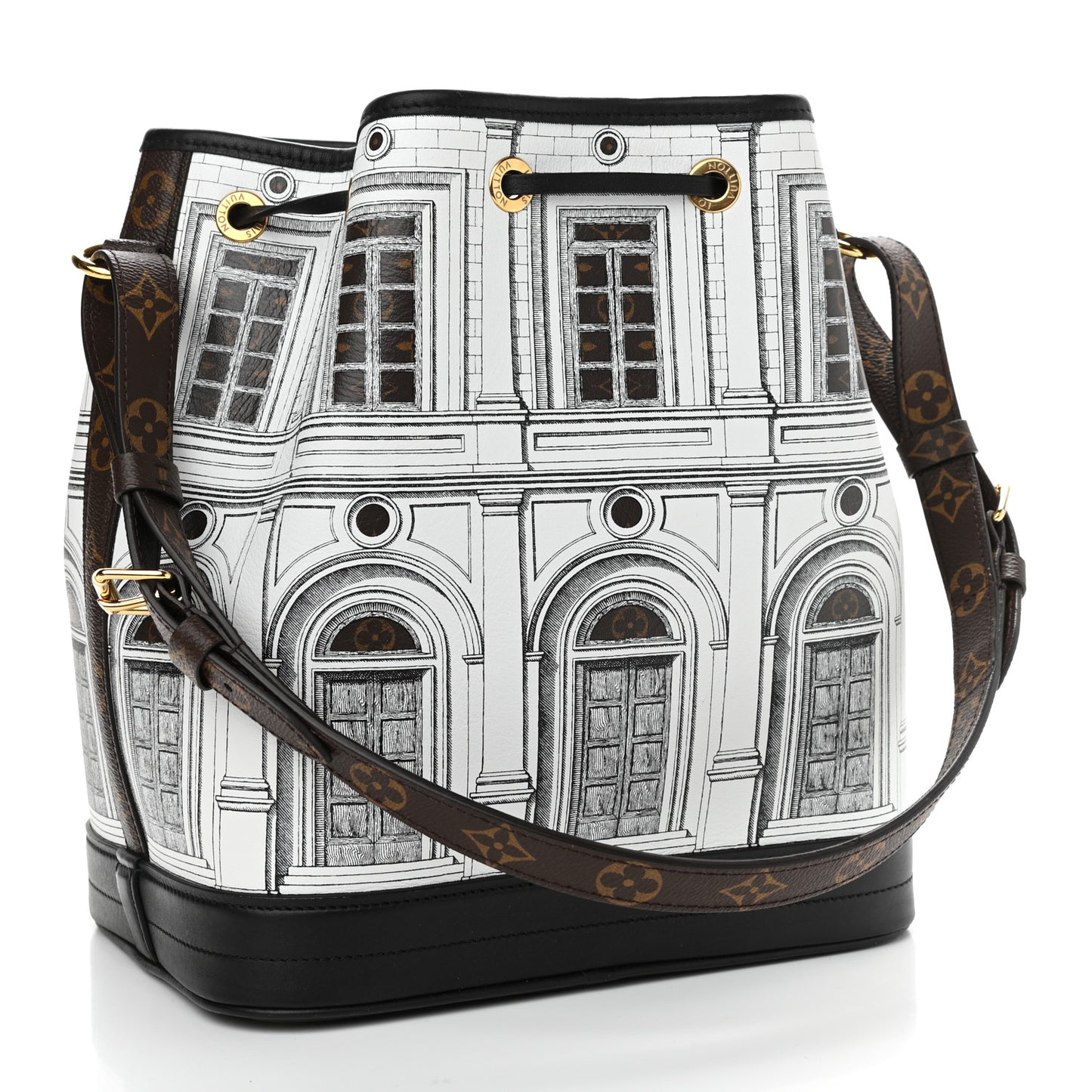X FORNASETTI Calfskin Architettura Noe MM Black White