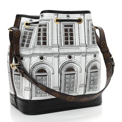 Louis Vuitton X FORNASETTI Calfskin Architettura Noe MM Black White 3 of 9