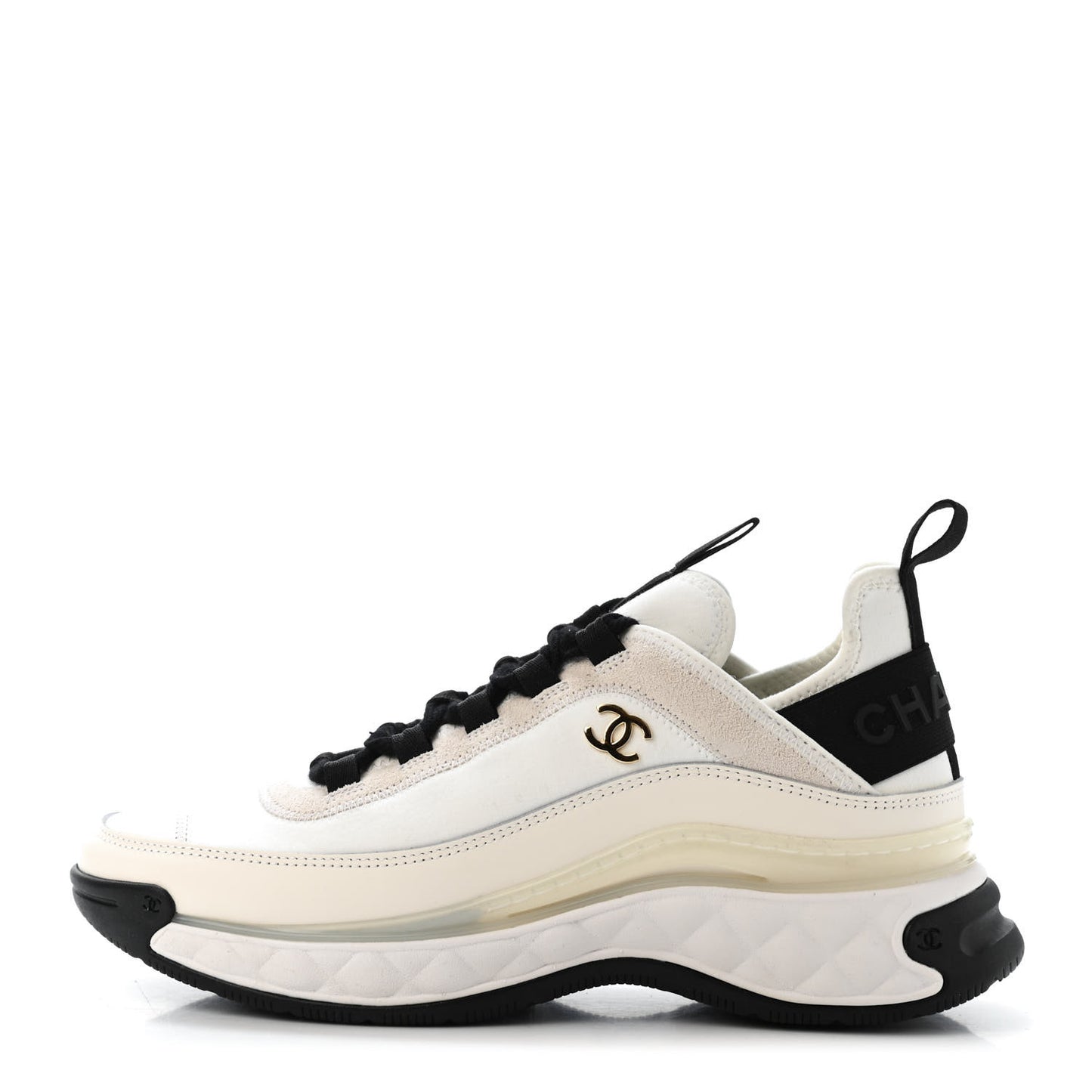 Calfskin Suede CC Sneakers 36.5 White Black