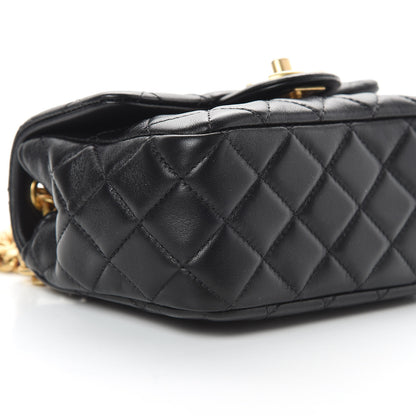 Chanel Lambskin Resin Quilted Mini Pearl Samba Square Flap Black 9 of 14