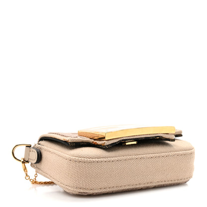 Fendi Canvas Vitello King FF Embroidered Nano Maxi Buckle Baguette Charm Nuvola 4 of 11