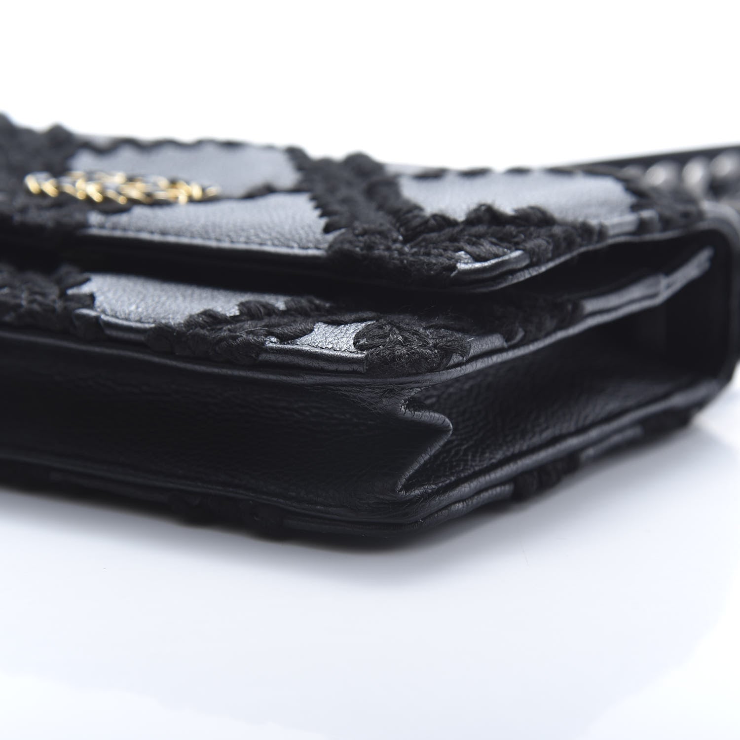 Chanel Calfskin Crochet 19 Wallet On Chain WOC Black 12 of 13