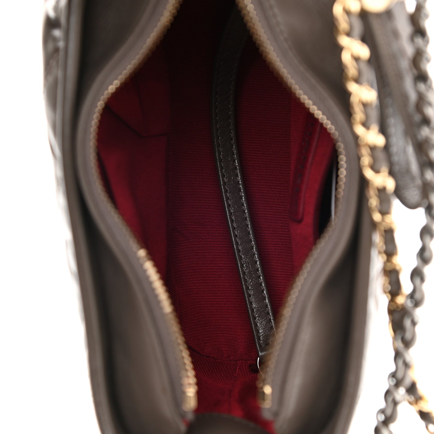 Aged Calfskin Quilted Small Gabrielle Hobo Grey