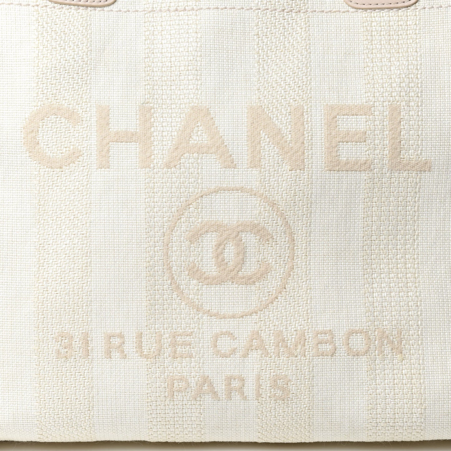 Straw Raffia Calfskin Striped Small Deauville Tote Beige