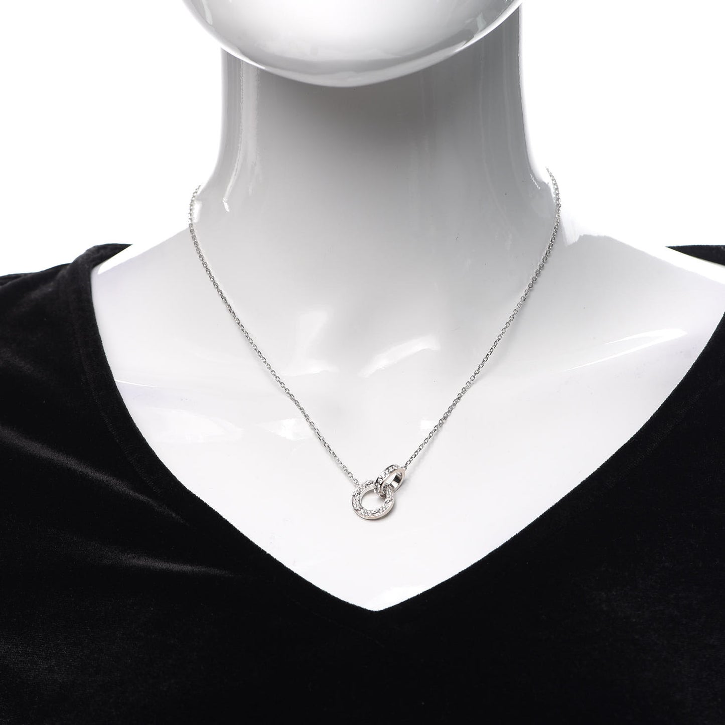 18K White Gold Diamond Interlocking LOVE Paved Necklace