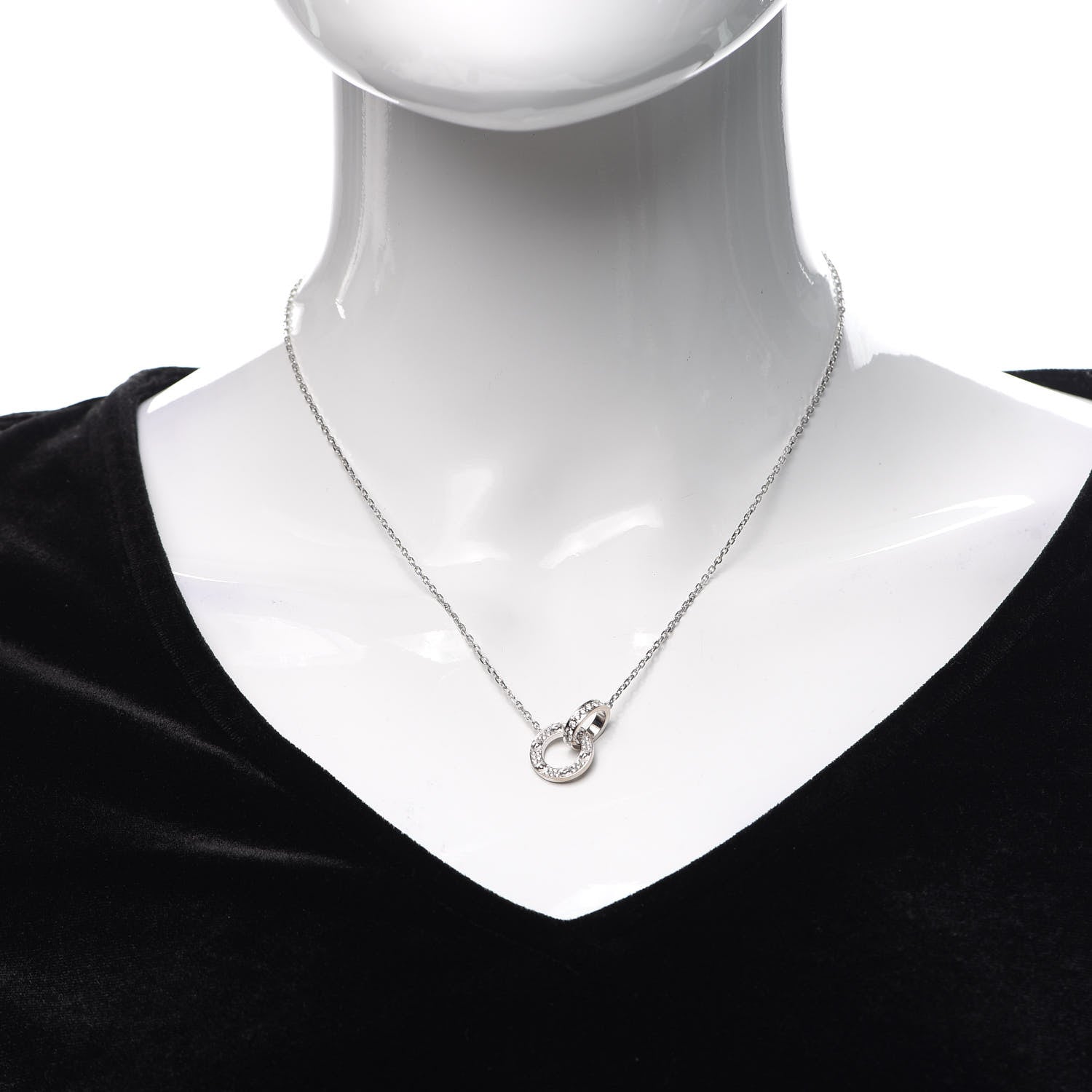 Cartier 18K White Gold Diamond Interlocking LOVE Paved Necklace 2 of 5